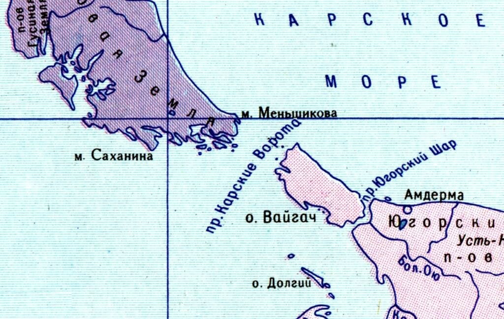 Остров Вайгач на карте